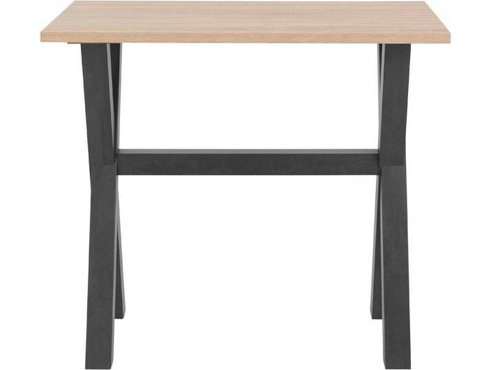 Mäusbacher Bartisch, Gestell in X-Form (Breite 120, 140 oder 160 cm), beige schwarz, 140 cm, schwarzstahl/eichefarben sägerau von Gerd-Mäusbacher