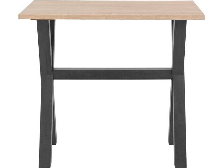 Mäusbacher Bartisch, Gestell in X-Form (Breite 120, 140 oder 160 cm), beige schwarz, 140 cm, schwarzstahl/eichefarben sägerau von Gerd-Mäusbacher