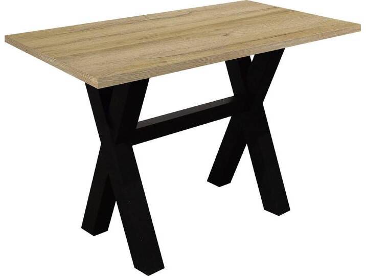 Mäusbacher Bartisch, Gestell in X-Form (Breite 120, 140 oder 160 cm), braun schwarz, 140 cm, schwarzstahl/alteichefarben von Gerd-Mäusbacher