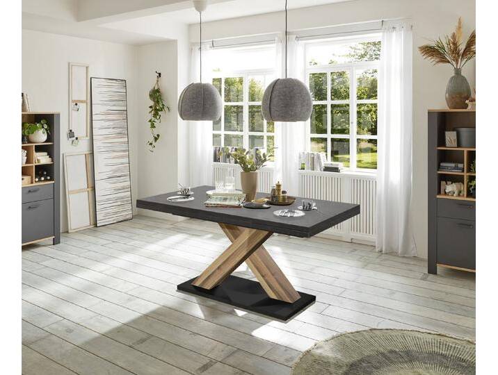 Mäusbacher Kulissentisch in graphit / plankeneiche - 180x76x90cm (BxHxT) von Gerd-Mäusbacher