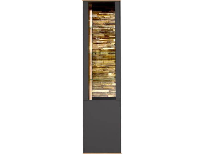 Standvitrine MÄUSBACHER Faro , anthrazit matt lack, asteiche, B:43cm H:180cm T:42cm, Schränke, Faro Standvitrine B 43 cm, inkl. Beleuchtung, Push to open Funktion von Gerd-Mäusbacher
