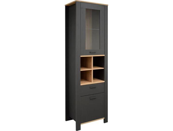 Standvitrine MÄUSBACHER Nele , schwarz (anthrazit matt lack, asteiche), B:63cm H:203cm T:44cm, Schränke, Höhe 203 cm von Gerd-Mäusbacher