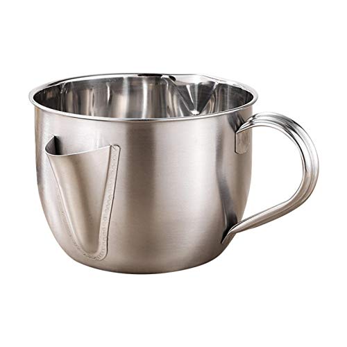 Gereton Fetttrennkanne, Suppenölabscheider, 1000ml 304 Edelstahl Filtersiebschale, Soßenabscheider Fettabscheider Krug, Mit Deckel Und Reinigungsbürste, Lebensmittelbehälter Küchenhelfer von Gereton