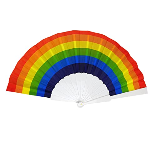 Gereton Regenbogen Fächer, Regenbogen Faltfächer, Bunter Handfächer, Gay Pride Regenbogen Faltfächer, für Rainbow Parade Music Festival Dance Performance Supplies von Gereton