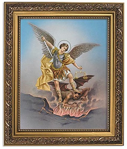 Gerffert Collection Saint Michael katholischen gerahmt Hochformat Print, 33 cm 11 x 13 inch Ornate Gold Tone Finish Frame von Gerffert Collection