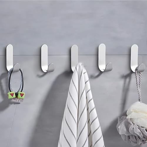 Gerhannery Klebehaken Selbstklebend Handtuchhaken 12 Stück Wandhaken aus Edelstahl, Handtuchhalter Wall Hooks Haken Ohne Bohren, Küchenhaken Kleiderhaken Türhaken Ideal für Bad Toilette Büro von Gerhannery