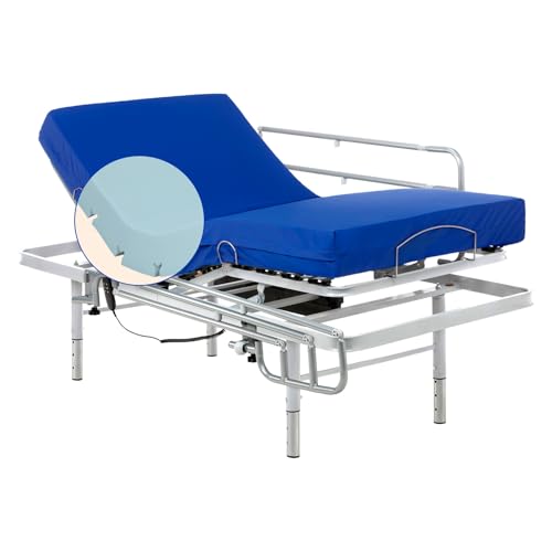 Geriafy - Elektrisch Verstellbarer Lattenrost mit höhenverstellbaren Beinen, verstärkt mit wasserdichter HR-Sanitärmatratze (90x200 + Bettgitter klappbar) von Geriafy