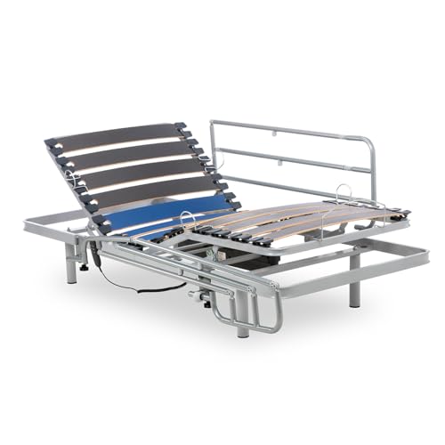 Geriafy - Elektrisch Verstellbarer Lattenrost verstärkt | Robuste klappbare Bettgitter (90x190 cm, Kabelsteuerung + Bettgitter) von Geriafy