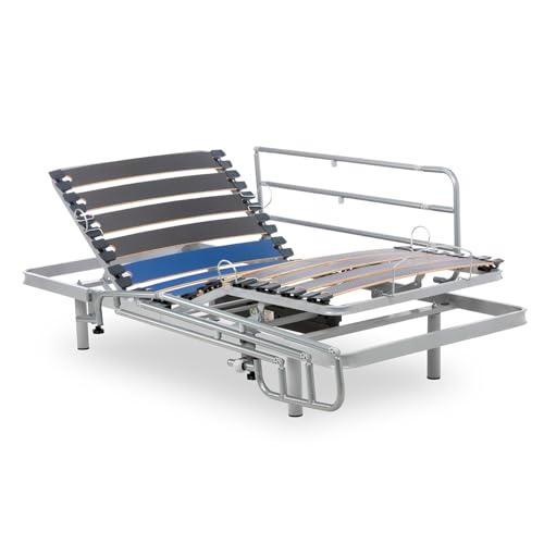 Geriafy - Elektrisch Verstellbarer Lattenrost verstärkt | Robuste klappbare Bettgitter (90x200 cm, Drahtlose Kontrolle + Bettgitter) von Geriafy