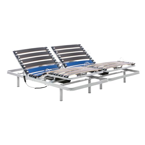 Geriafy – Elektrisch Verstellbares Doppelbett 160x200 cm | Verstärkter Lattenrost mit Breiten Buchenlatten | Steuerung per Kabel-Fernbedienung von Geriafy