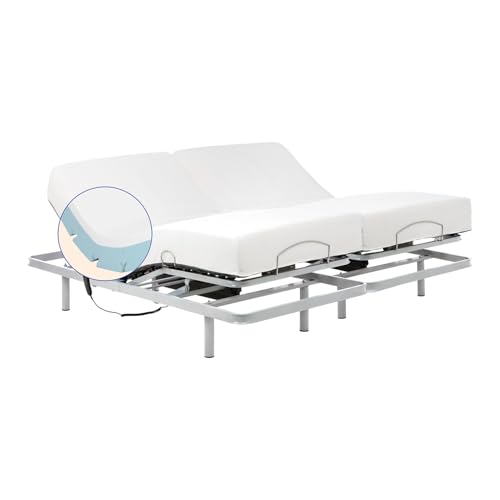 Geriafy – Elektrisches Doppelbett 180x200 cm mit Zwei Unabhängigen Lattenrosten | Memory-Foam-Matratzen mit Tencel-Bezug von Geriafy