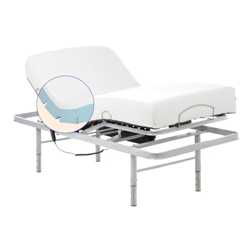 Geriafy – Lattenrost elektrisch verstellbar mit 20 cm viscoelastischer Tencel-Matratze | Frisches und weiches Gewebe | Mit verstellbaren Beinen in der Höhe (80x200 cm, Kabelsteuerung) von Geriafy