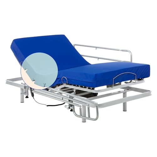 Geriafy Elektrisches Gelenkbett mit Matratze Professional HR | wasserdichter Bezug | 90 x 200 cm + Geländer von Geriafy