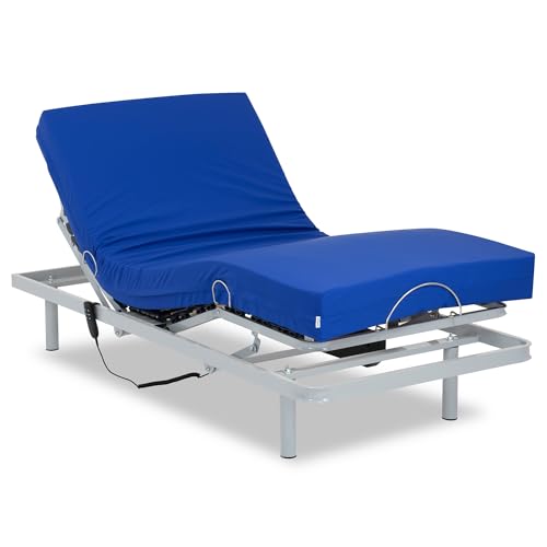 Gerialife Gelenk Bett mit viskoelastischer Matratze, wasserdicht (80 x 190 cm), Metall M, grau, 80x190 von Gerialife