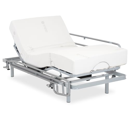 Gerialife - Lattenrost elektrisch verstellbar | Orthopädische matratze 20 cm. Visco Tencel (90x190, Drahtlose Kontrolle + Geländer) von Gerialife