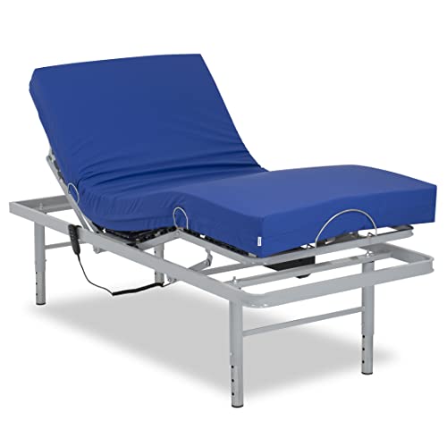 Gerialife - Pflegebett elektrisch verstellbar mit verstellbaren Beinen, Pflegematratze mit Kaltschaumkern und wasserdichtem Bezug HR (90x200) von Gerialife