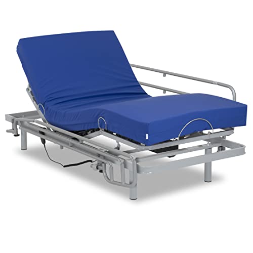 Gerialife - Seniorenbett elektrisch verstellbar, Pflegematratze mit Kaltschaumkern und wasserdichtem Bezug Visco Plus (80x190 + Geländer) von Gerialife