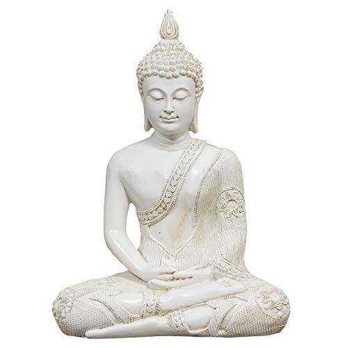 GerichteKeuze Sitzender thailändischer Meditation Buddha 29 cm Weiss von GerichteKeuze