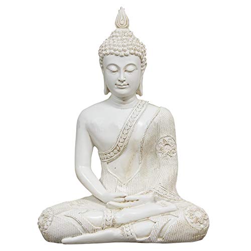 GerichteKeuze Sitzender thailändischer Meditation Buddha 29 cm Weiss von GerichteKeuze