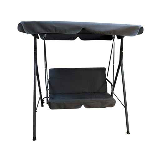 Gerimport Hollywoodschaukel für den Außenbereich, 2-Sitzer, dunkelgrau, 153 x 140 x 110 cm von Gerimport