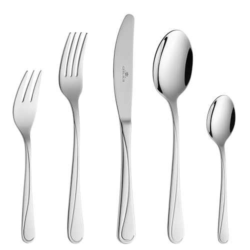 Gerlach 1760 Besteck Set Edelstahl 6 Personen 30 Teilig Besteckset Spülmaschinengeeignet Rostfrei Messer Gabel Löffel Glänzend Essbesteck Mango von Gerlach