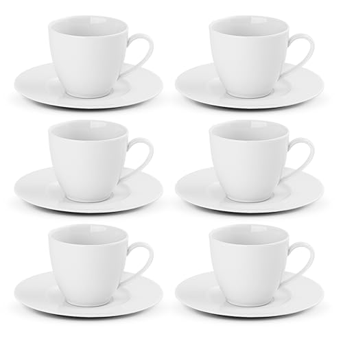 Gerlach 1760 Kaffeetassen Set - Cappuccino Tassen Kaffeeservice mit Untertassen - für 6 Personen - Porzellan - Modern New - Weiß 185 ml Gerlach 1760 Kaffeetassen Set - Cappuccino Tassen Kaffeeservice mit Untertassen - für 6 Personen - Porzellan - Modern New - Weiß 185 ml von Gerlach 1760