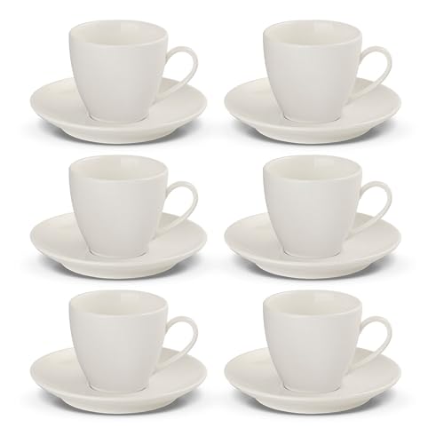 Gerlach 1760 Kaffeetassen Set - Cappuccino Tassen mit Untertassen - für 6 Personen - Porzellan - Flow New - Elfenbein 210 ml von Gerlach 1760