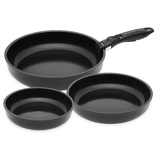 Gerlach Smart Pfanne Set Bratpfanne Keramik Beschichtet Keramikpfanne Bratpfannen Induktionsgeeignet Für Elektro Gas Keramik Induktion Herd Pfannenset Pfannen Töpfe Schwarz 3 Stück 20cm 24cm 28cm von Gerlach 1760