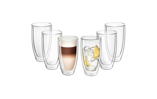 Gerlach 1760 Doppelwandige Gläser 6er Set Thermogläser 350 ml Kaffeegläser Teegläser Latte Macchiato Gläser Flow von Gerlach