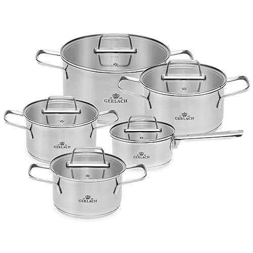 Gerlach AMBIENTE Topf-Set Edelstahl Kochtopf-Set Induktion Induktionstöpfe-Set Töpfe-Set Induktionsgeeignet Kochgeschirr 5 Stück, Silber Gerlach AMBIENTE Topf-Set Edelstahl Kochtopf-Set Induktion Induktionstöpfe-Set Töpfe-Set Induktionsgeeignet Kochgeschirr 5 Stück, Silber von Gerlach