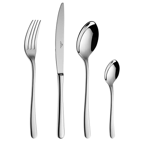 Gerlach Muza Besteck-Set Für 6 Personen Spülmaschinenfest Essbesteck Aus Edelstahl Elegantes Besteck Mit Messer Gabel Löffel Und Teelöffel Tafelbesteck Rostfrei Glänzend 24 Stk von Gerlach