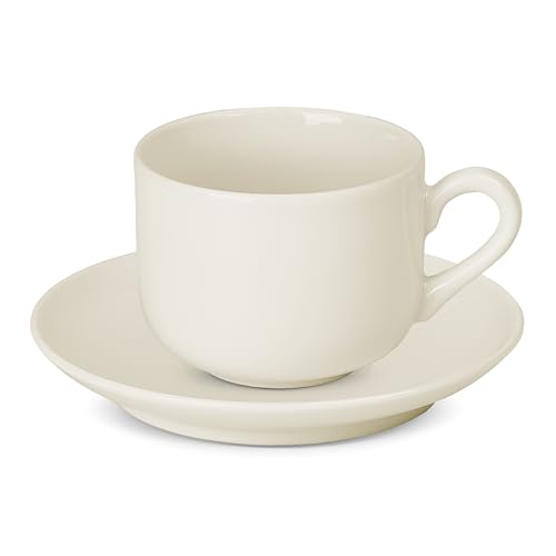 Gerlach Flow Tassen-Set Mit Untertassen 12-Teilig Kaffeetassen 6 Stk Kaffeetasse Teetasse Aus Porzellan Kaffeeservice Für 6 Personen Kaffeebecher Elfenbeinfarbe 250ml von Gerlach