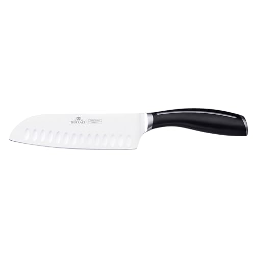 Gerlach Messer Küchenmesser Santoku Japanisches Kochmesser Scharf Aus Edelstahl Blisterverpackung 7" Loft, Schwarz von Gerlach
