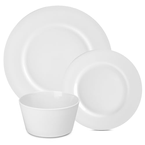 Gerlach Modern Geschirrset Für 6 Personen Teller-Set Aus Porzellan Geschirr 18-Teilig Tafelservice Essservice Schale Speiseteller Weihnachtsgeschirr Moderne Service & Geschirrsets Weiss von Gerlach