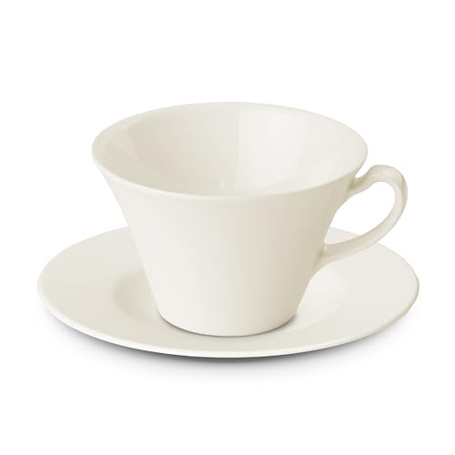Gerlach Muza Tassen-Set Mit Untertassen 12-Teilig Kaffeetassen 6 Stk Kaffeetasse Teetasse Aus Porzellan Kaffeeservice Für 6 Personen Kaffeebecher Elfenbeinfarbe 250ml von Gerlach
