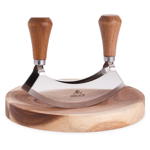 Gerlach Natur Kräutermesser mit Schneidebrett aus Holz Küchen-Gadget mit Holzbrett, Braun Gerlach Natur Kräutermesser mit Schneidebrett aus Holz Küchen-Gadget mit Holzbrett, Braun von Gerlach