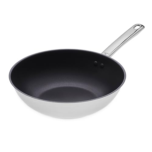 Gerlach Solide Lite Wok Pfanne Stahl Beschichtet Bratpfanne Induktionsgeeignet Für Elektro Gas Keramik Induktion Herd Küche Küchenzubehör 28 cm, Silber von Gerlach