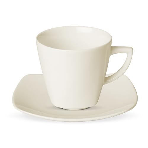 Gerlach Valor Tassen-Set Mit Untertassen 12-Teilig Kaffeetassen 6 Stk Kaffeetasse Teetasse Aus Porzellan Kaffeeservice Für 6 Personen Kaffeebecher Elfenbeinfarbe 200ml von Gerlach