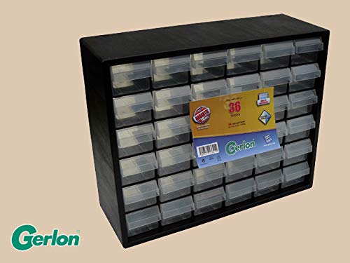 Block mit 36 Schubladen, Kunststoffstruktur – 330 x 407 x 141 mm von Gerlon