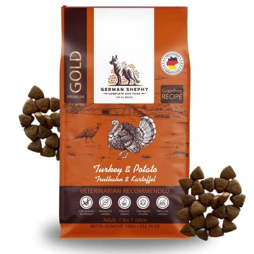 German Shephy Dog Food | 3kg | Getreidefreies Hundefutter trocken | Hypoallergen | Für Fell, Gelenke & Immunität | Truthahn & Kartoffel | Mit hohem Fleischanteil | Leicht verdaulich von German Shephy Complete Dog Food