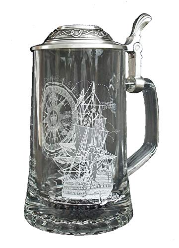 Nautischer Stein Deutscher Bierglas mit Anker Zinndeckel von GermanStein