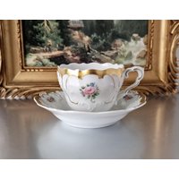 Wunderschönes Lindner Residenz Gold Teetassen Duo - Floral Bavarian China Handarbeit Handbemalte Veredelung Deutsche Porzellan Tee Tasse 130Ml von GermanVintageGifts