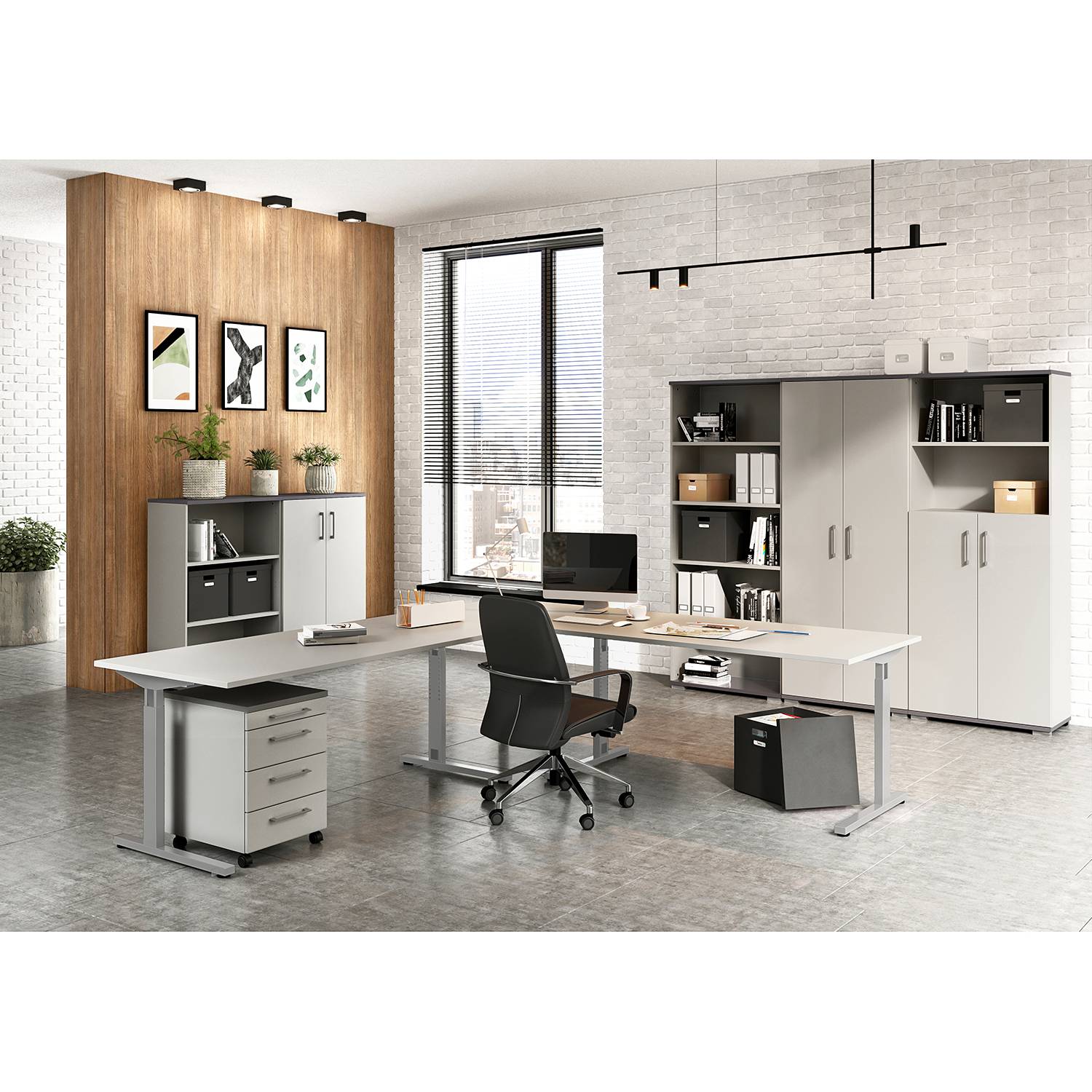 home24 Aktenschrank GW-Profi 2.0 II 80 x 200 x 40cm Grau/Lichtgrau von home24