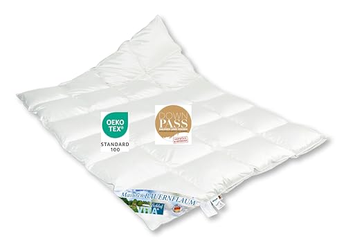 Vitaschlaf® MASUREN BAUERNFLAUM W6 EXTRA WARM 100 % Gänsedaunendecke Atelier-Luxe Premium Batisthülle Downpass 135×200 cm von Germania Bettwaren
