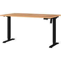 GERMANIA Boras höhenverstellbarer Schreibtisch navarra-eiche rechteckig, T-Fuß-Gestell schwarz 140,0 x 80,0 cm von Germania