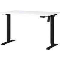 GERMANIA Boras höhenverstellbarer Schreibtisch weiß rechteckig, T-Fuß-Gestell schwarz 120,0 x 80,0 cm von Germania