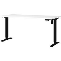 GERMANIA Boras höhenverstellbarer Schreibtisch weiß rechteckig, T-Fuß-Gestell schwarz 160,0 x 80,0 cm von Germania