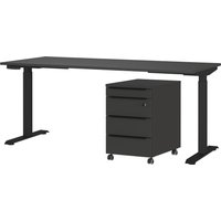 GERMANIA Büromöbel-Set "Mailand, inkl. Schreibtisch (elektr. höhenverstellbar) & Rollcontainer" 2 Stk. tlg. Breitenvariante wählbar (140-180 cm), Made in Germany von Germania