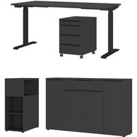 GERMANIA Büromöbel-Set "Mailand" 4 Stk. tlg. inkl. Schreibtisch, Rollcontainer, Raumteiler und Sideboard von Germania