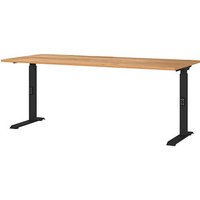 GERMANIA Lissabon höhenverstellbarer Schreibtisch navarra-eiche rechteckig, C-Fuß-Gestell schwarz 180,0 x 80,0 cm GERMANIA Lissabon höhenverstellbarer Schreibtisch navarra-eiche rechteckig, C-Fuß-Gestell schwarz 180,0 x 80,0 cm von Germania